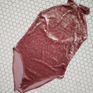 Forever 21 Pink Velvet BodySuit Sexy Soft